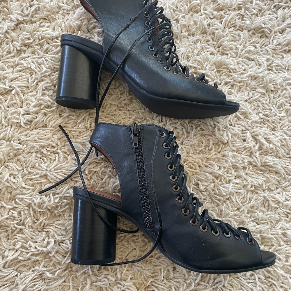 Jeffrey Campbell Black Lace-Up Heeled Sandals - Picture 2 of 8